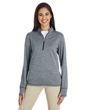 adidas Golf Ladies' 3-Stripes Heather Quarter-Zip A285 MID GREY HEATHER